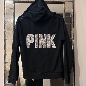 Mesh sleeve VS Pink zip hoodie
